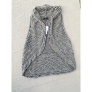 Takeout Gray Open Front Cardigan Vest Cable Knit Layer Sleeveless Cottagecore M